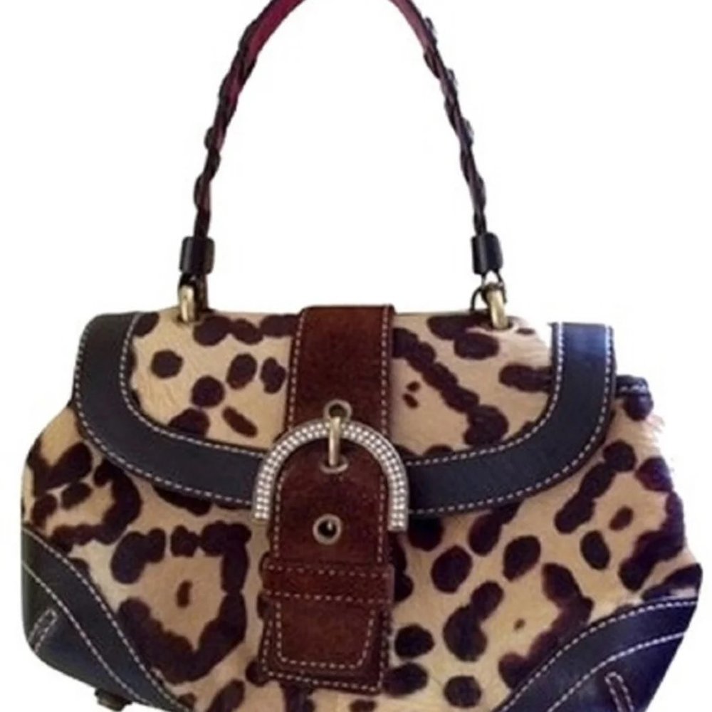 Coach Leopard Print Satchel - Brown and Black
